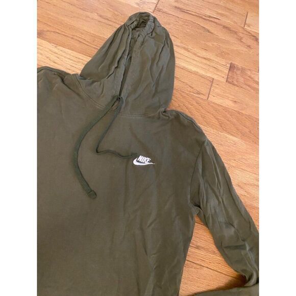 Nike Men's faded olive green athletic Pullover cotton Hoodie Long Sleeve Large - Picture 3 of 8